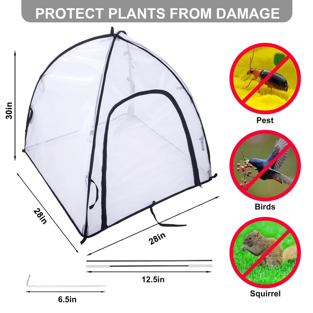 Garden Netting Cover, Outdoor Insect Barrier Plant Tent Cover with Zip Entry, Durable Mesh Plant Netting Protect Potted Plants Fruits Flower from Insect Bird Animals Eating (28 * 28 * 30inch)