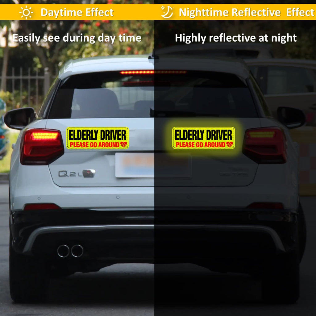 Elderly Driver Car Magnet,Elderly Driver Signs for Car,Reflective Elderly Driver Magnet for Car,Please be Patient Elderly Driver Magnet for Car