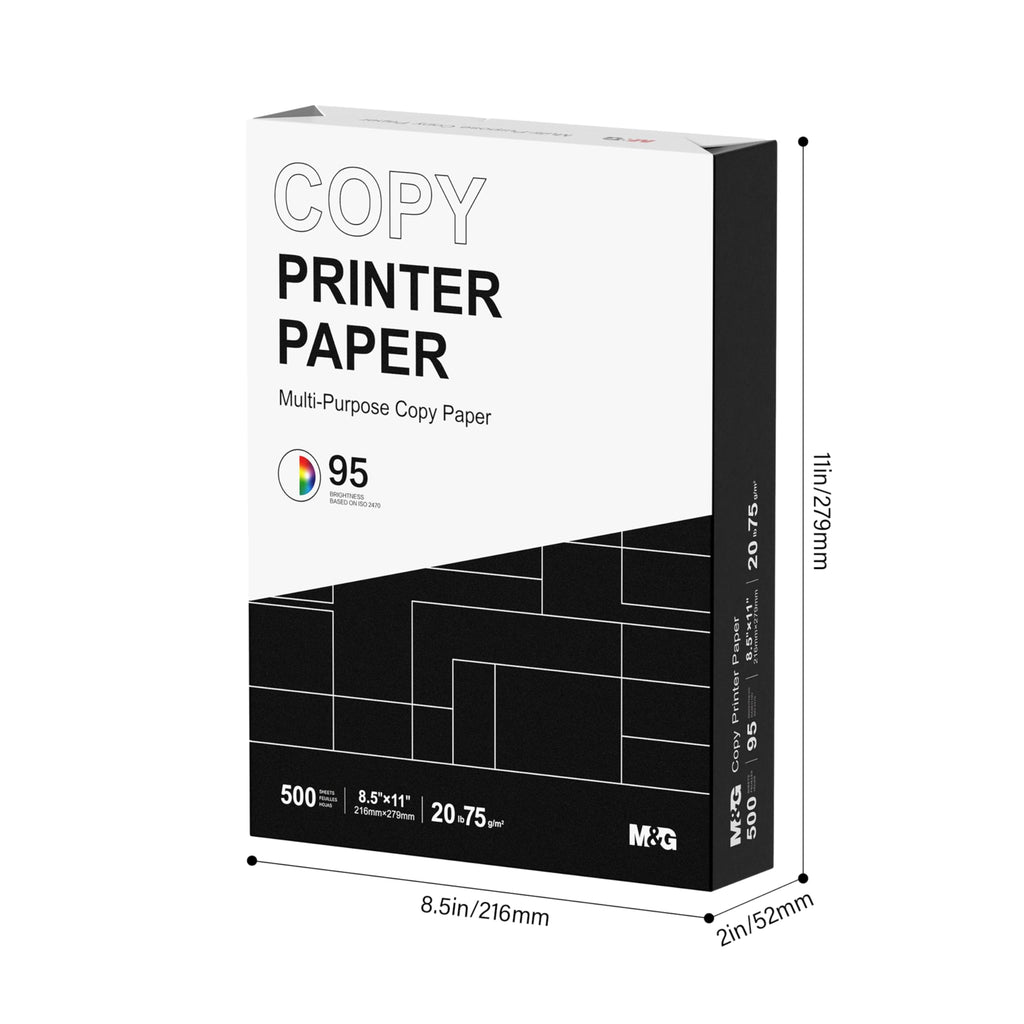 Multipurpose Copy Printer Paper, 8.5 x 11, 20lb, 1 Ream (500 Sheets), 95 Bright, White