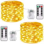 JMEXSUSS 2 Pack Fairy Lights Battery Operated with Remote, Total 200 LED 66ft Battery Powered Christmas Lights, 8 Modes Twinkle String Lights for Bedroom, Indoor Christmas Tree Decor, Warm White