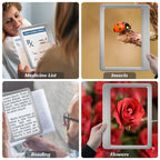 [2 Pack] 5X Magnifying Glass for Reading Large Page Viewing Area Magnifiers Lightweight Handheld Magnifier for Reading Seniors and Low Vision Person Silver