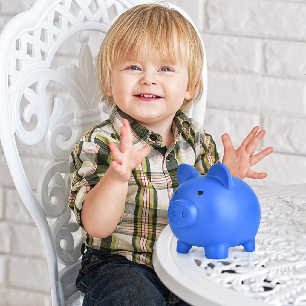 PJDRLLC Piggy Bank, Unbreakable Plastic Money Bank, Coin Bank for Girls and Boys, Medium Size Piggy Banks, Practical Gifts for Birthday, Easter, Christmas (Dark Blue)