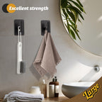 Eowihor Heavy Duty Adhesive Hooks - 26lb Max, Sticky Wall Hooks Waterproof Stainless Steel for Hanging Towel, Coat, Robe, Towel Hooks Stick on Bathroom, Kitchen, Shower, Door (Black, 4 Pack)