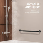32 Inch Shower Grab Bar w/Anti Slip Rubber Grip, Munzong Black Stainless Steel Bathroom Grab Bar, Bathroom Balance Bar,Safety Handrail Support,Handicap Injury Elderly Senior Assist Bath Handle