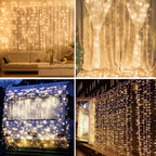 Twinkle Star 300 LED Window Curtain String Light for Christmas Wedding Party Home Garden Bedroom Outdoor Indoor Wall Decorations (Warm White)