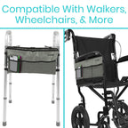 Vive Walker Bag - Accessories Wheelchair Basket Pouch (Water Resistant) - Seniors Caddy Accessory Attachment for Folding, Rolling Walkers - Carry Storage Carrier Tote - Lightweight, Universal Size
