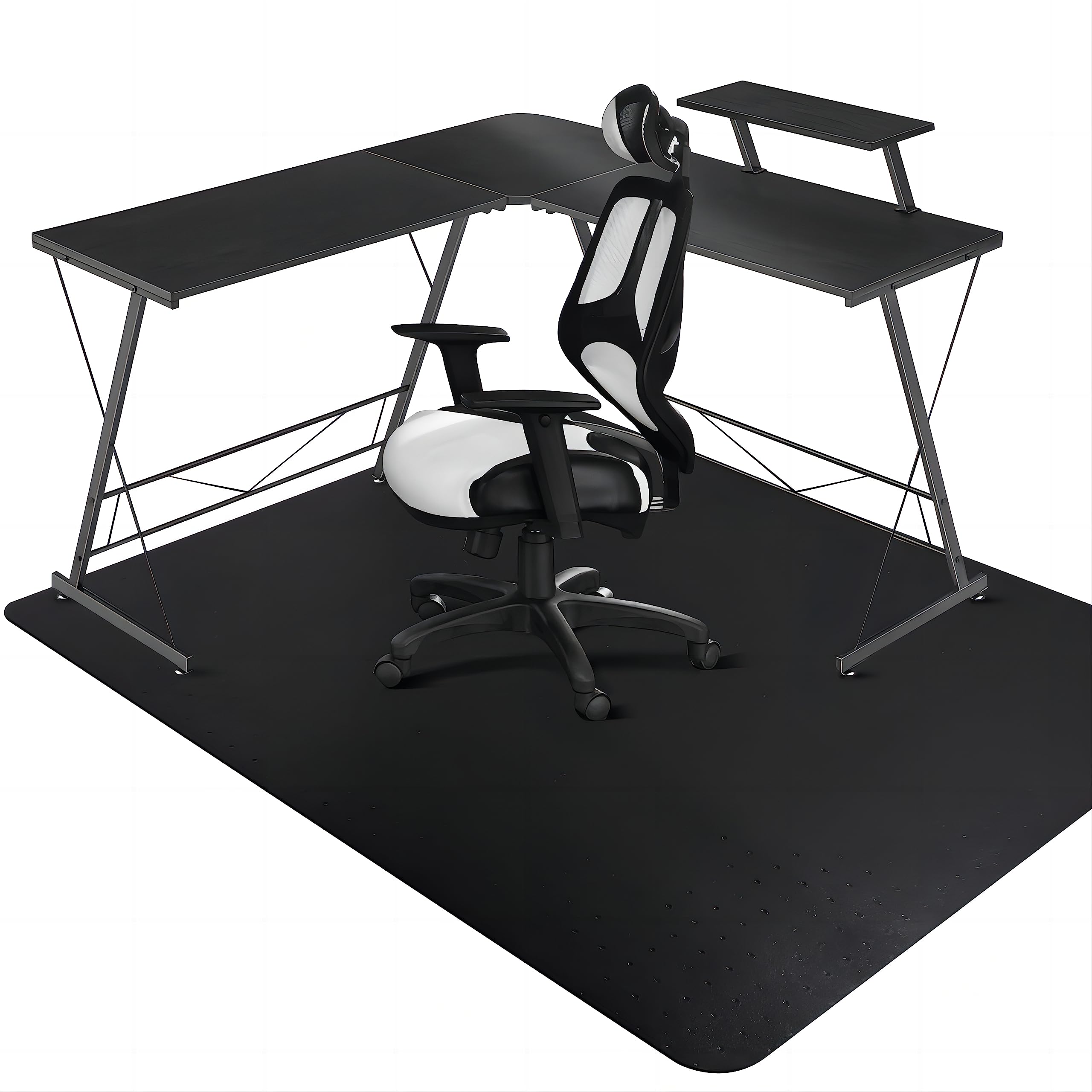 SALLOUS Chair Mat for Carpeted Floors, 60"x46" Heavy Duty Chair Mat for Carpet, Chair Mat with Grips, Floor Protector Rolling Computer Desk Floor Mat for Home Office (Black)