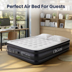 OhGeni Queen Air Mattress with Built in Pump, Blow Up Colchones Inflables Mattress for Guests, Foldable Portable Air Mattresses with Carrying Bag, 18" Raised Elevated Air Bed for Camping,Black Airbed