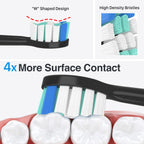 Replacement Toothbrush Heads for Philips Sonicare Replacement Heads, Brush Head Compatible with Phillips Sonicare Electric Toothbrushes C2, for Philips Sonic Care Brush(All Snap-on), 6 Pack,Black