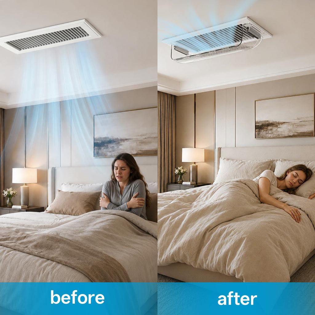 2 Pack Magnetic Air Vent Deflector, 9"-15.5" Adjustable Vent Cover with Optimized Ferrite Magnets for Ceiling/Floor/Wall Registers - Clear Heat/AC Deflector for Under Furniture & Home Comfort