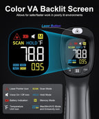 Infrared-Thermometer-Gun-Heat-Temperature-Gun -58°F ~932°F-Auto Off Digital Laser Thermometer Gun for Cooking, Pizza Oven, Grill, Large Display IR Thermometer Temp Gun with Adjustable Emissivity