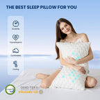Side Sleeper Pillow for Adults, Cervical Pillow for Neck and Shoulder Pain, Ergonomic Contour Pillow, Cooling Shredded Memory Foam Pillow Curved Bed Pillow, King Size Set of 2, Extra Fill Included