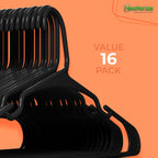 Clothes Hangers Plastic 16 Pack for Adults - Plastic Hangers, The Perfect Coat Hanger and General Space Saving Clothes Hangers for Closet - Percheros Ganchos para Colgar Ropa Hangars - Black Hangers
