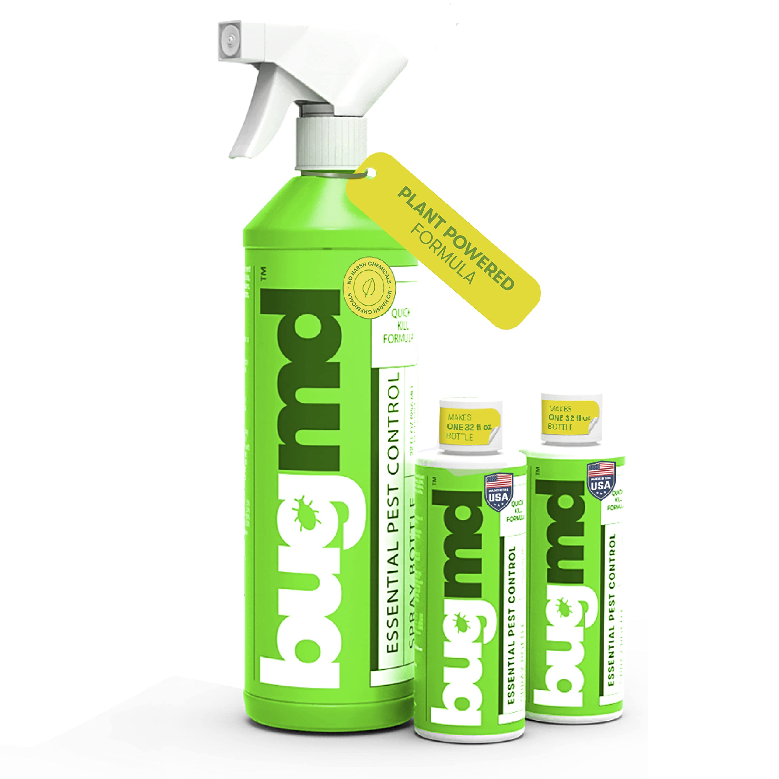 BugMD Starter Kit - Pest Oil Insect Solution Concentrate (2 Pack) - Plant-Powered Home Bug Spray, Bed Bug Killer + Reusable Spray Bottle
