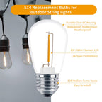Meconard 24 Pack LED S14 Replacement Light Bulbs, Shatterproof Outdoor 1 Watt to Replace 11Watts String Incandescent Bulb, E26 Regular Medium Screw Base, 2200K Warm White, Non-Dimmable