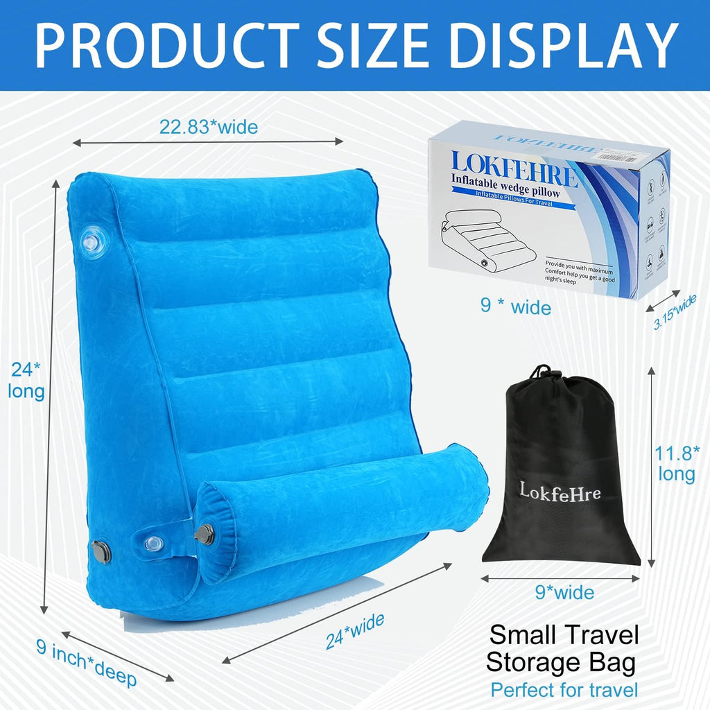 LOKFEHRE Inflatable Bed Wedge Pillow Set for Travel,Wedge Pillows for Neck and Leg Pain Relief & Post Surgery Heartburn, Anti Snoring,GERD for Sleeping Acid Reflux Back