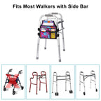 supregear Side Walker Bag, Walker Accessories Bag w/Cup Holder, Folding Walker Basket Waterproof Walker Organizer Caddy Pouch for Most Walker with Side Bar for Seniors, Elderly, Double Sided