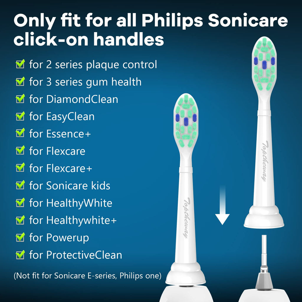 Toptheway Toothbrush Replacement Heads Compatible with Philips Sonicare ProtectiveClean DiamondClean C2 G2 W 4100 5100 Plaque Control, 10 Pack