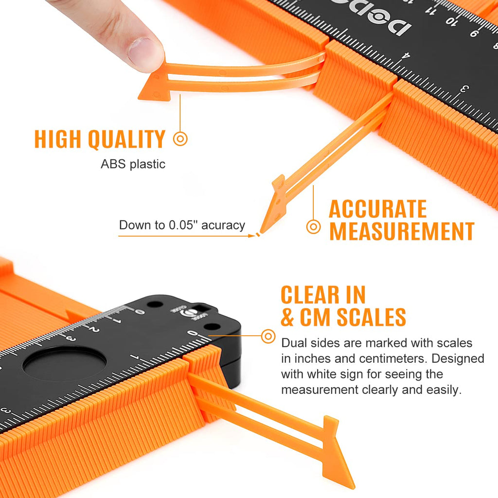dodowin Contour Gauge with Lock, Christmas Gifts for Men Birthday Dad Husband Him, Super Gauge Shape Outline Tool for Woodworking, Flooring Measure Tools for Tile Laying, Anniversary/Boyfriend Gifts