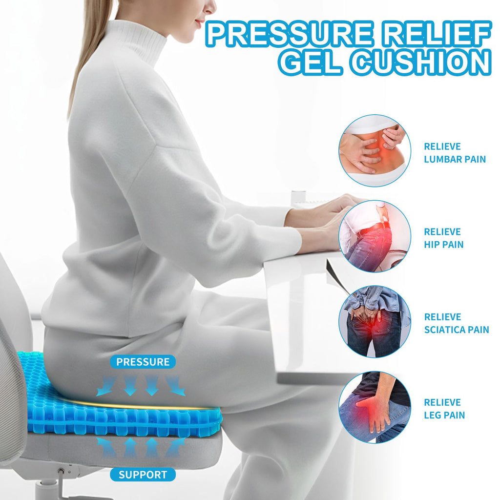 LYUANEC Gel Seat Cushion for Long Sitting, (2.4 Inch Extra Thick Cushion) Soft＆Breathable Gel Cushions for Pressure Relief, Wheelchair Seat Cushions, Gel Pad for Chair, Office Chair Cushion