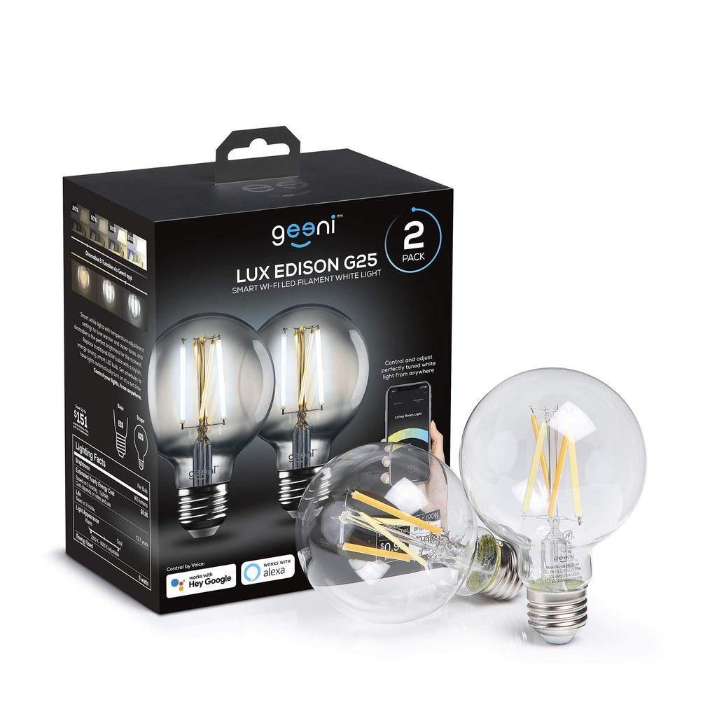 Geeni Smart Light Bulb - Alexa and Google Home Compatible, Tunable White LED Programmable and Dimmable WiFi Light Bulb, App Controlled (G25-2 Pack)