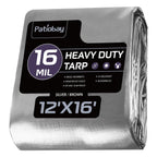 Patiobay Tarp 12x16FT, 16 Mil, Heavy Duty Waterproof Tarps with Grommets Every 23.6", 420D Thick Plastic Tarp, UV Resistant, Tear & Fade Resistant, Reinforced Edges for Outdoor Pool, Camp, Tent