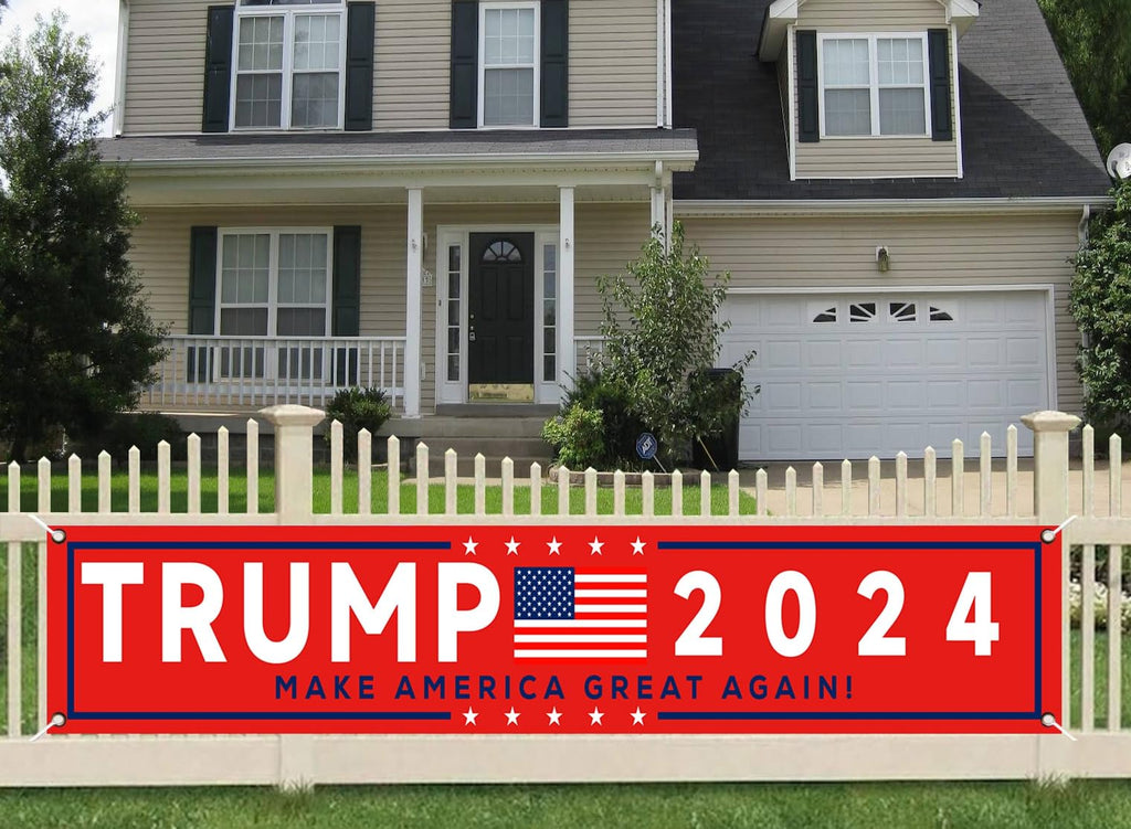 YINBTTER Donald Trump 2024 Make America Great Again Large Banner Sign Flag with Brass Grommets,Trump For President Save America Outdoor Sign House Banner Yard Lawn Decoration 118X18''
