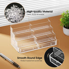 Acrylic Business Card Holder for Desk, Clear Desktop Business Card Display Stand with 8 Pockets, 4-Tier Freestanding Card Organizer for Office, Reception, Countertop