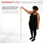 Sammons Preston Gait Belt with Metal Buckle, 2" Wide, 100"L, Heavy Duty Gait Transfer Belt, Patient Transfer, Essential Walking & Transport Assistant for Elderly, Disabled, & Patients, Neutral Stripe