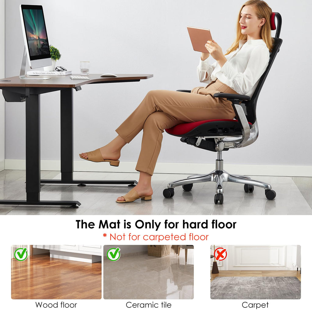 Clear PVC Office Chair Mat - Stronger & Durable Desk Chair Mat for Hardwood Floor, Non-Slip Floor Protector for Office Chair Casters, Hardfloor Mat for Desk (Clear for Hardwood, 36X47IN Rectangle)
