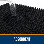 Black Bathroom Rug 30x20, Extra Soft Absorbent Chenille Bath Rugs, Rubber Backing Quick Dry, Machine Washable Bath Mats for Bathroom Floor, Tub and Shower, Home Decor Accessories
