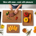 Zeawec 3-Piece Set Bamboo Cutting Board for Kitchen - Crack-Resistant Wood Chopping Boards with Deep Juice Grooves, Pre-Oiled Butcher Block for Meat, Vegetables & Cheese, Carbonized
