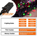 82FT 200 LED Red Green Christmas Lights Outdoor/Indoor, Timer & Memory Function & 8 Modes, Extendable Green Wire, Waterproof Fairy String Lights for Xmas Tree Holiday Party Garden Yard (Red & Green)