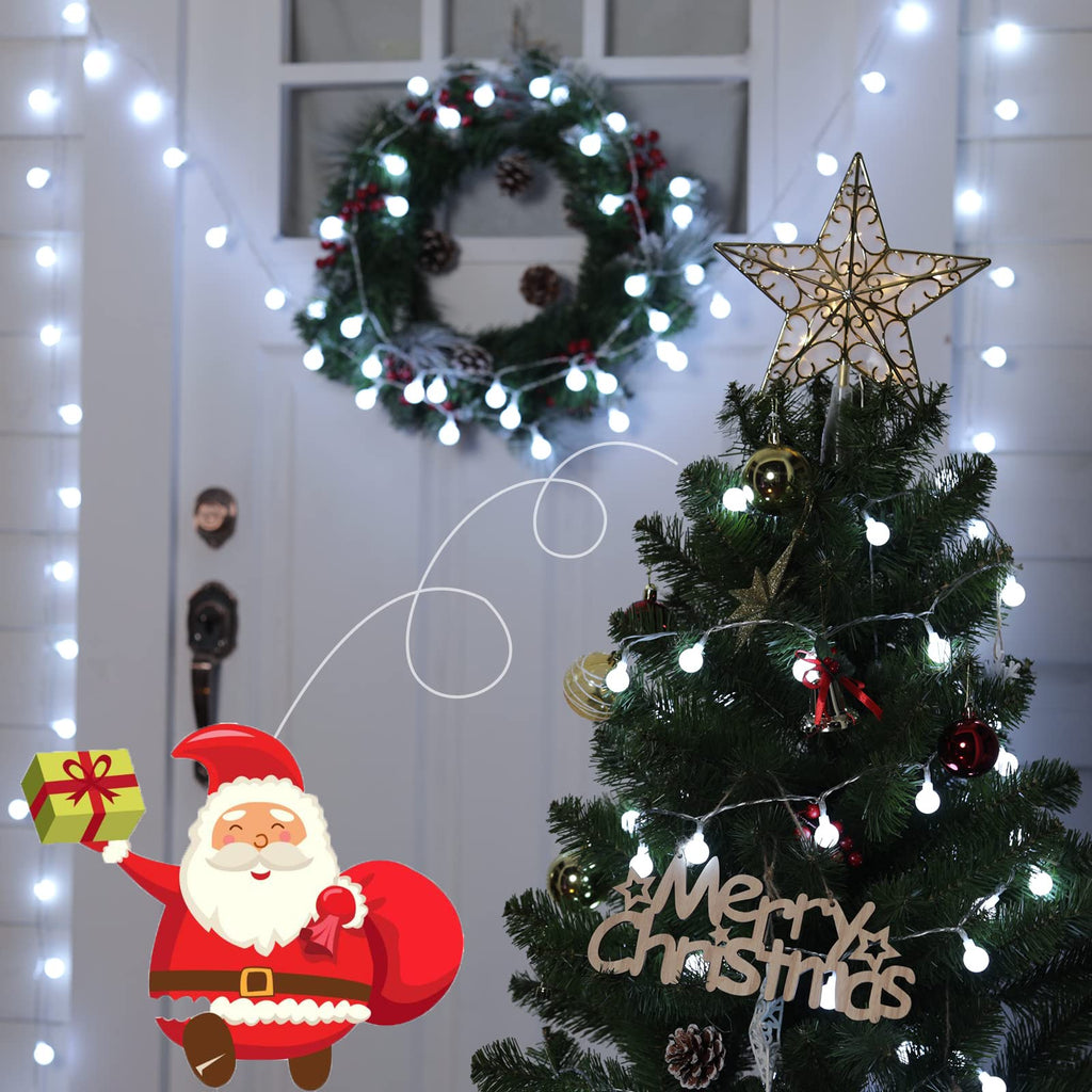 Minetom 66 Feet 200 Led Globe Ball String Lights, Fairy String Lights Plug in with Remote, Waterproof Globe String Lights for Indoor Outdoor Party Wedding Christmas Tree Garden Decoration, Pure White