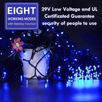 82FT 200 LED Blue Christmas String Lights Outdoor & Indoor, Timer & Memory Function & 8 Modes, Extendable Ultra Bright Green Wire Mini Twinkle Lights for Xmas Tree Patio Holiday Party Decor (Blue)