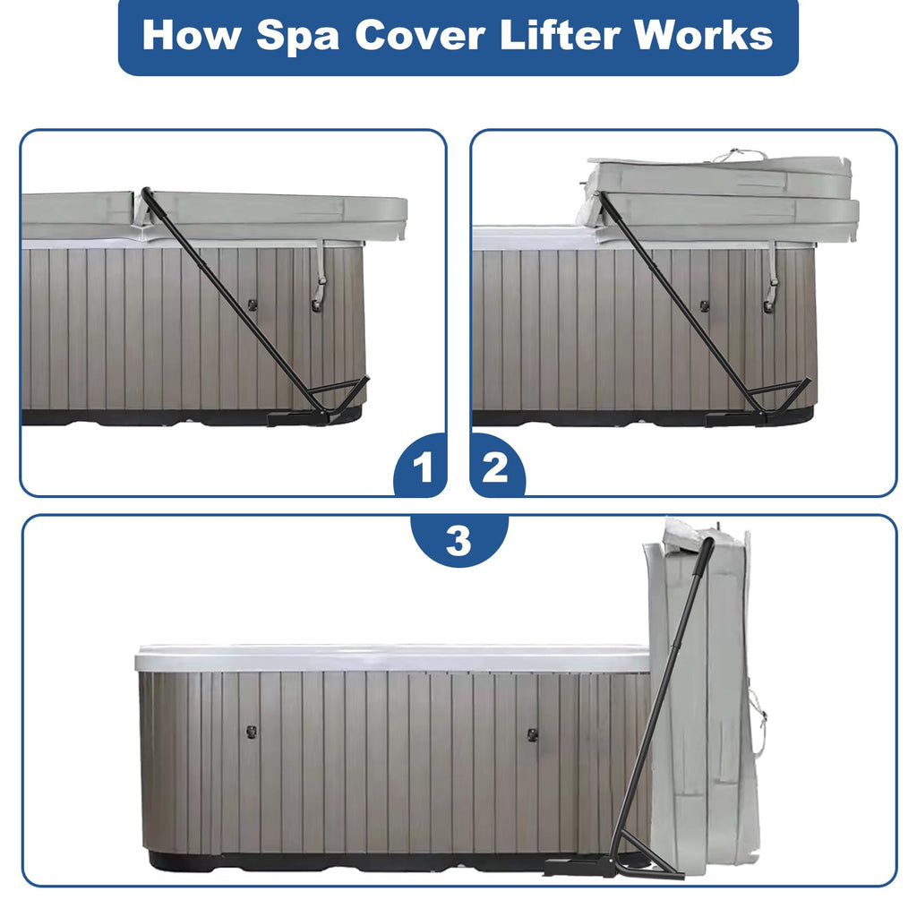 TOCRETOARE Hot Tub Cover Lifter, Spa Cover Lift, Hot Tub Cover Lift Removal System Height 31-41 Inch Adjustable, Fit for Most Spa Hot Tubs