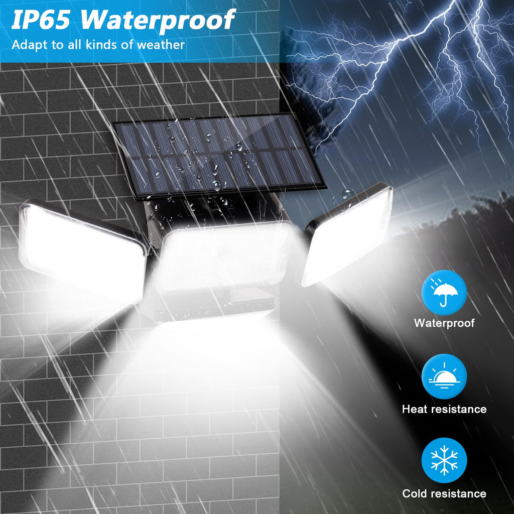 Mokot Solar Lights Outdoor, 288 LED 2800LM Solar Motion Sensor Outdoor Lights with Remote Control, 4 Heads lP65 Waterproof Solar Flood Security Lights for Outside Patio Wall -2PACK