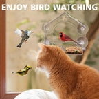 Window Bird Feeder with 4 Extra Strong Suction Cups,Clear Bird House Window for Outdoors, Transparent Bird House for Viewing Wild Bird Outside, Birds Watching Gift for Elderly,Kids, and Garden Decor