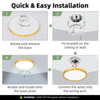 hykolity 12 Inch Selectable CCT LED Round Flat Panel Light, 24W 3000K/4000K/5000K, Edge-Lit Flush Mount Ceiling Light Fixture for Kitchen, Bedroom, Laundry and Closet Room，Gold