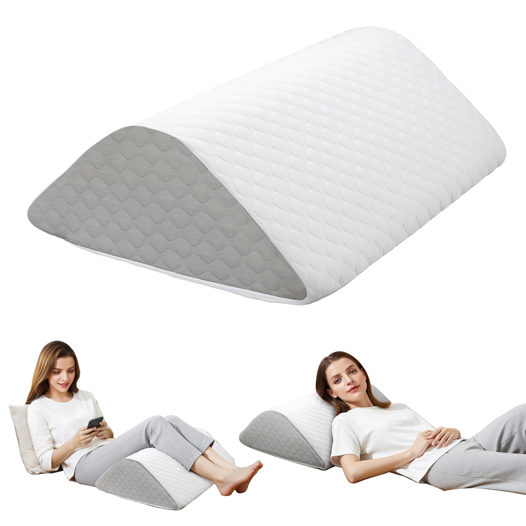 ZNUZDRK Knee Wedge Pillow, 8" Knee Pillow for Back Sleeping, Leg Elevation to Elevate Knee Triangle Pillow Post Surgery Recovery, Leg Pillow for Knee Support, Hip Back Pain Relief