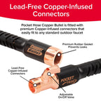 Pocket Hose Copper Bullet Expandable Garden Hose 25 FT w/10 Pattern Thumb Spray Nozzle AS-SEEN-ON-TV 650psi 3/4 in Patented Lead-Free Ultra-Lightweight Solid Copper Anodized Aluminum Fittings No-Kink