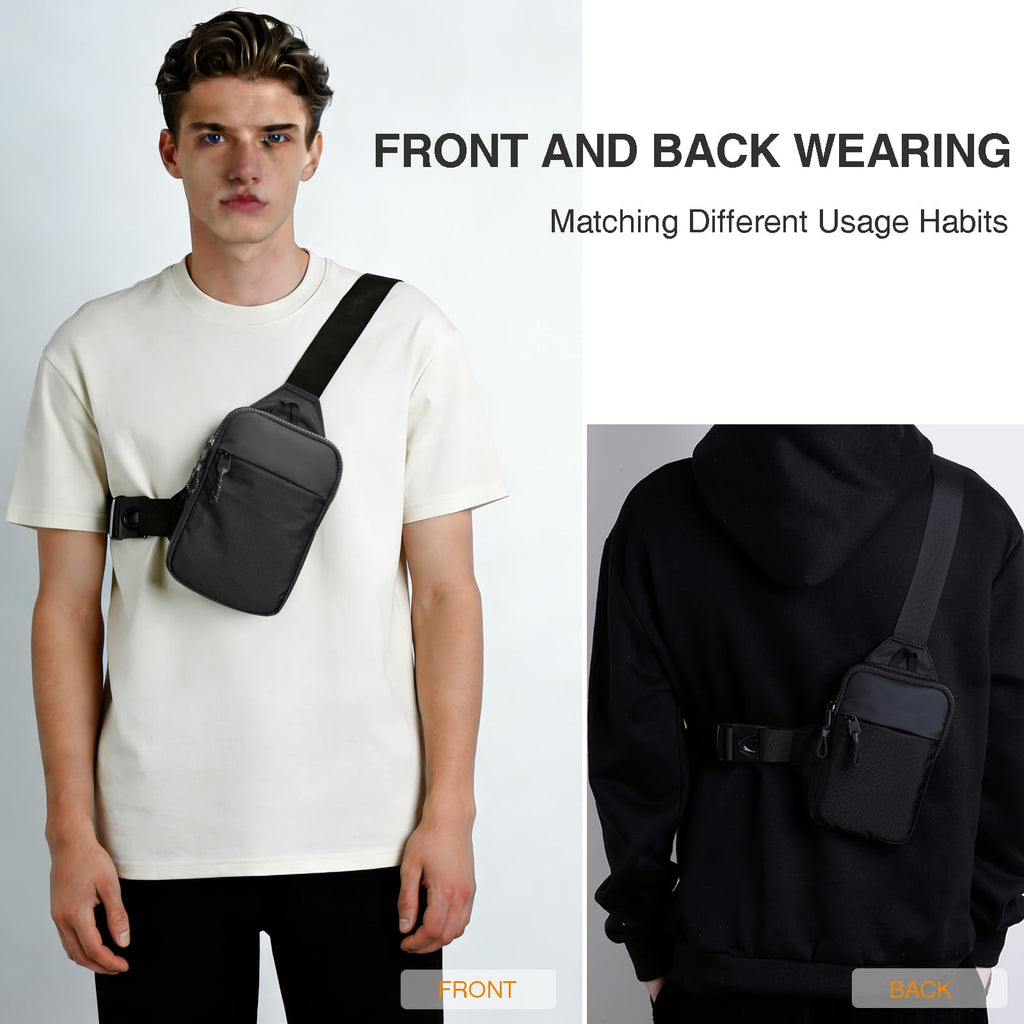 Mini Sling Bag for Men Women, Small Crossbody Waterproof Practical Shoulder Chest Bag for Travel Work Sport