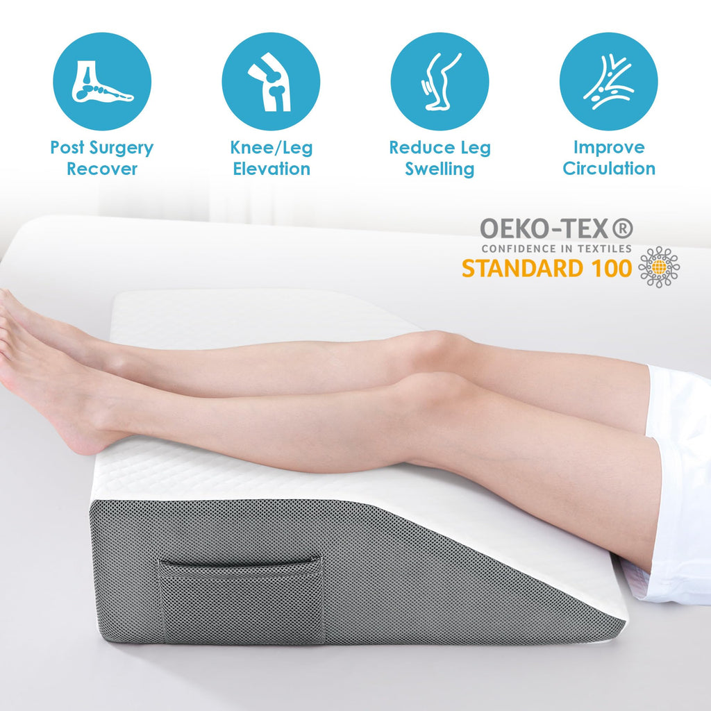 Cozymaker Adjustable Leg Elevation Pillows for Swelling, Cooling Gel Memory Foam Wedge Pillows for After Surgery, Sciatica Back Knee Hip Ankles Pain Relief, Leg Pillows for Sleeping