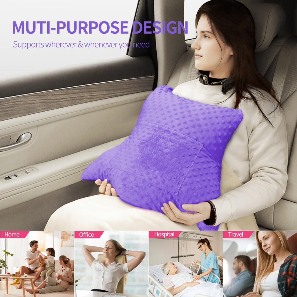 okmaba Hysterectomy Pillow with Pocket for Ice/Hot Packs, Abdominal Surgery Recovery Pillow for Women, Post-Surgery Support Cushion(Purple)