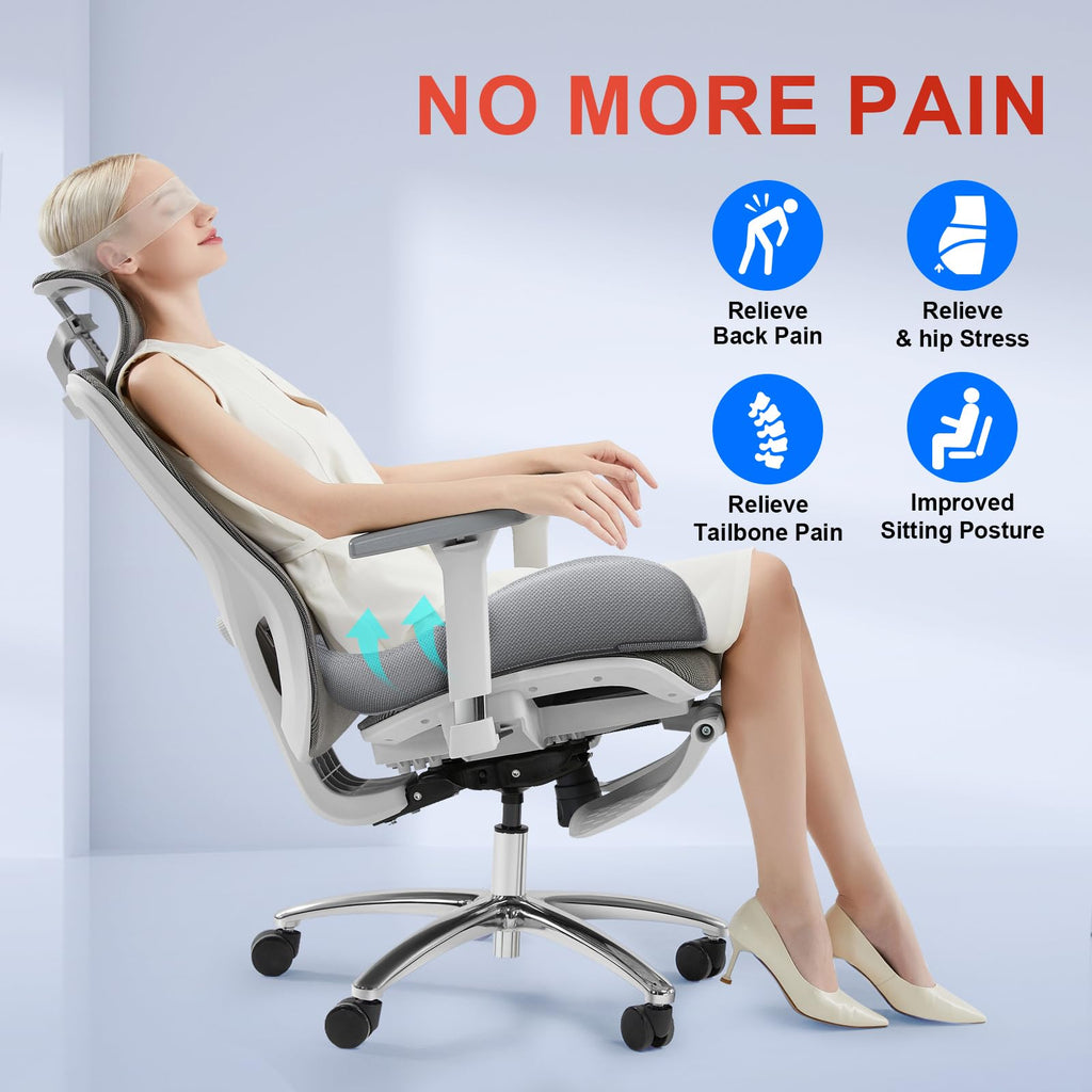 Benazcap X Large Memory Seat Cushion for Office Chair Ergonomic Cushions Pad Pillow for Pressure Relief Sciatica & Pain Relief Memory Foam for Long Sitting for Gaming Chair and Car Seat Gray