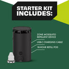 STEM Zone Mosquito Repellent Device, Easy-to-Use Outdoor Insect Protection with Proven Essential Oils, People and Pet Safe, Solar and USB-C Charger, Waterproof - Includes 1 Device & 1 Pod