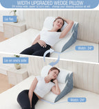 Ziiyllean Bed Wedge Pillow for Sleeping, 20-in-1 Adjustable Pillow Wedge Acid Reflux Pillow, 9 &12 & 20 Inch 3-in-1 Incline Wedge Pillow for Back Pain Relief, Gerd, Snoring