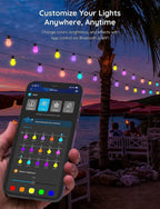 Govee Smart Outdoor String Lights H7020, RGBIC Warm White 48ft LED Bulbs for Halloween Decorations, Christmas, WiFi Patio Lights Work with Alexa, Google Assistant, APP Control, IP65 Waterproof