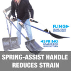 Snow Joe SJ-SHLV20 Shovelution 20-Inch, Strain-Reducing Snow Shovel w/ Spring Assisted Handle + Impact-Resistant Blade, Blue