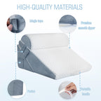 Ziiyllean 3Pcs Orthopedic Bed Wedge Pillow for Sleeping, Adjustable 9&12 Inch Memory Foam Wedge Pillow Post Surgery or Back, Neck and Knee Support, Triangle Pillow for Acid Reflux Gerd Snoring